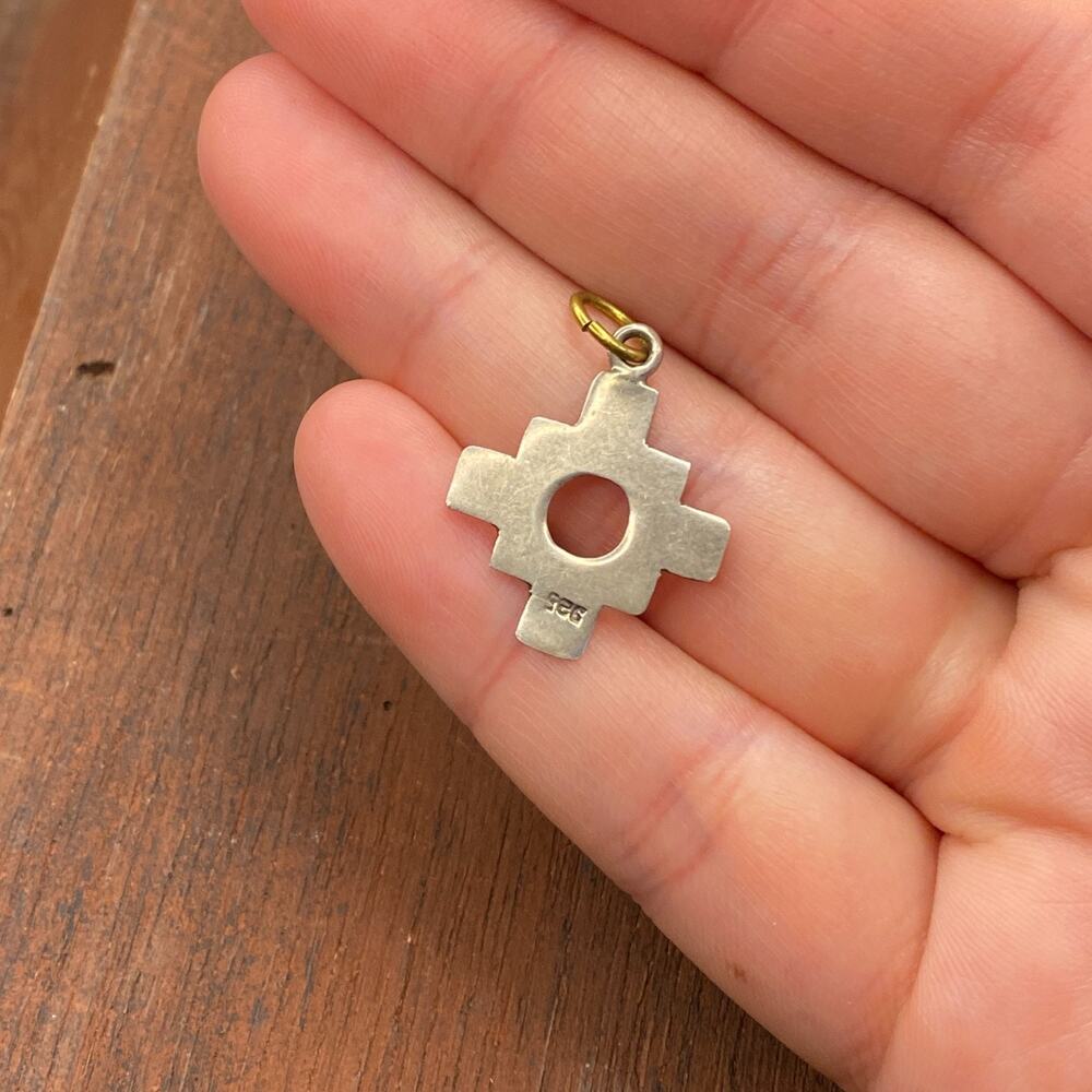 Vintage 925 Sterling Silver Chakana Andean Inca Cross Peru Pendant Charm - Picture 2 of 4